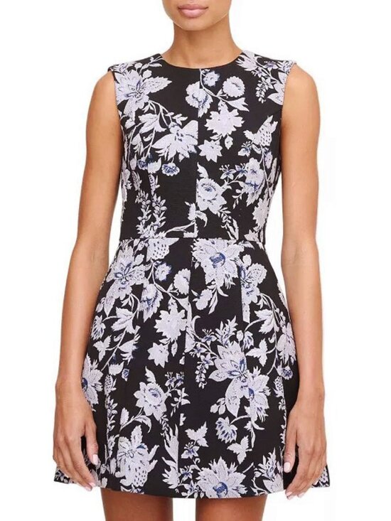 Hill House Dresses & Skirts - New Hill House Joelle Metallic Floral Jacquard Mini Dress Black Purple L $328